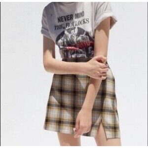 Urban Outfitters Black Yellow and White Plaid Mini Skirt